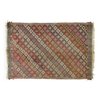 Area kilim rug ,vintage wool turkish handknotted kilim, 230 cmx 146 cm rug