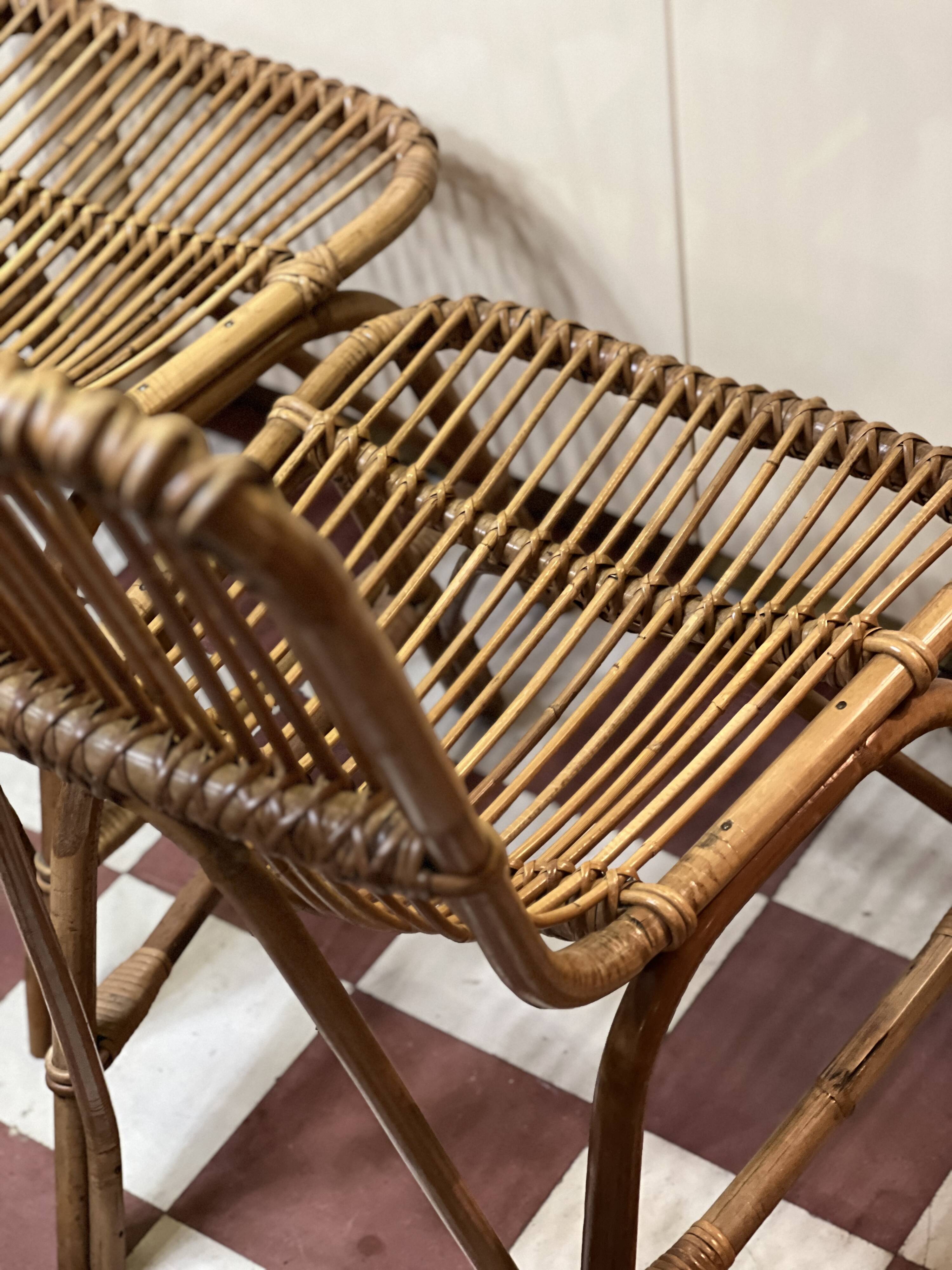 Paire de chaises en rotin