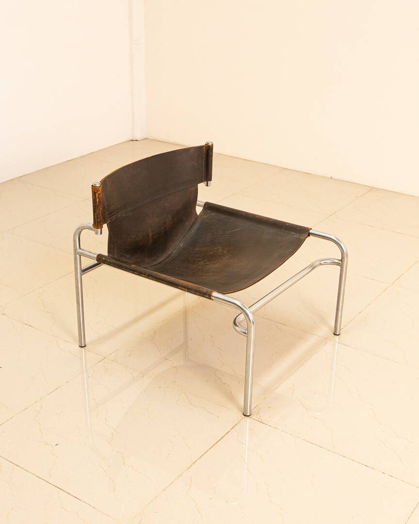 "SZ12" armchair in brown leather by Walter Antonis for Spectrum 60's