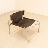 "SZ12" armchair in brown leather by Walter Antonis for Spectrum 60's