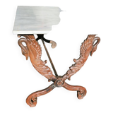 Cast iron and marble swan neck coffee table