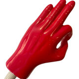 Articulated desk lamp in the shape of a vintage red and white hand