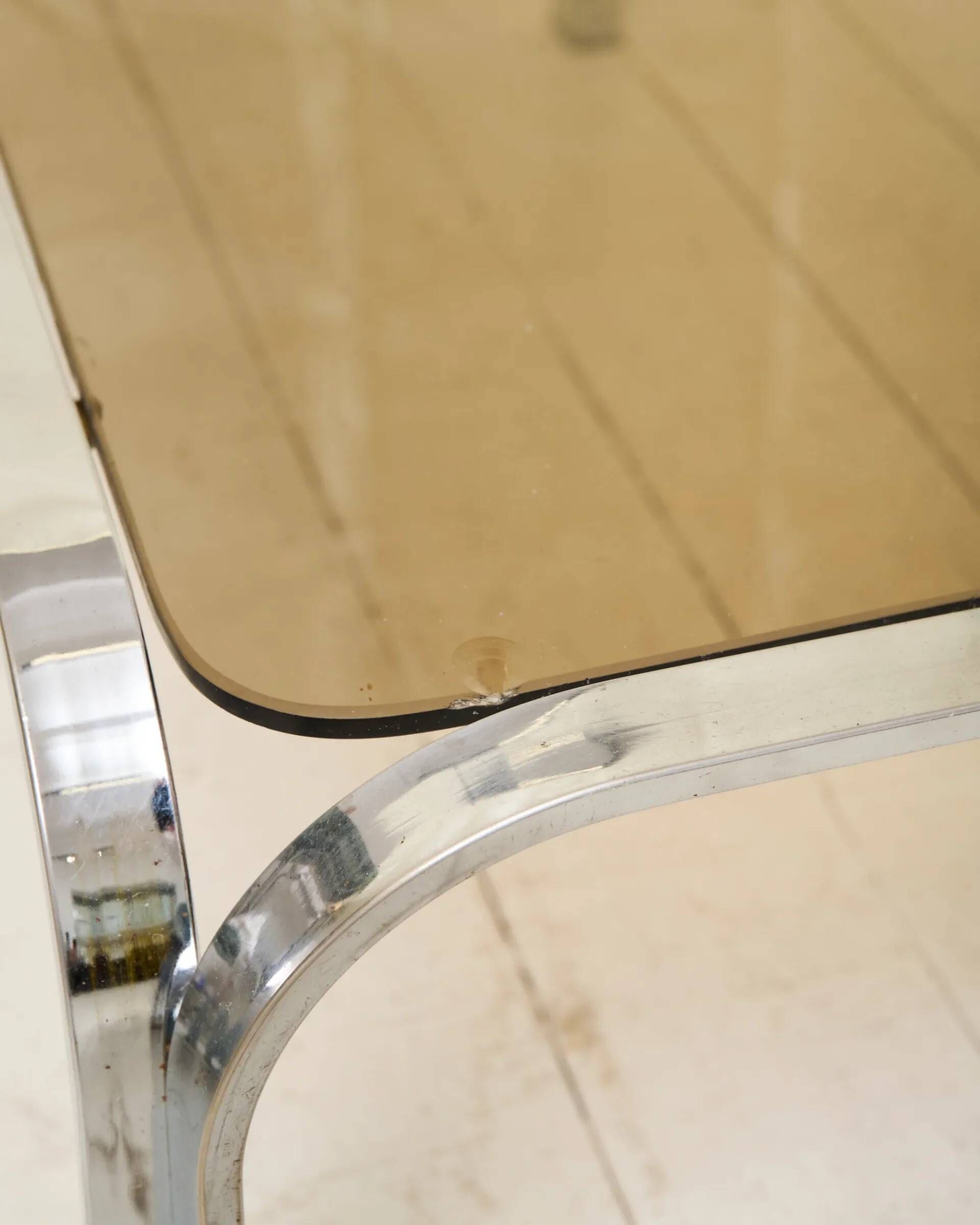 Table basse en chrome et verre fumé "Mozambo", Italie, 1970s