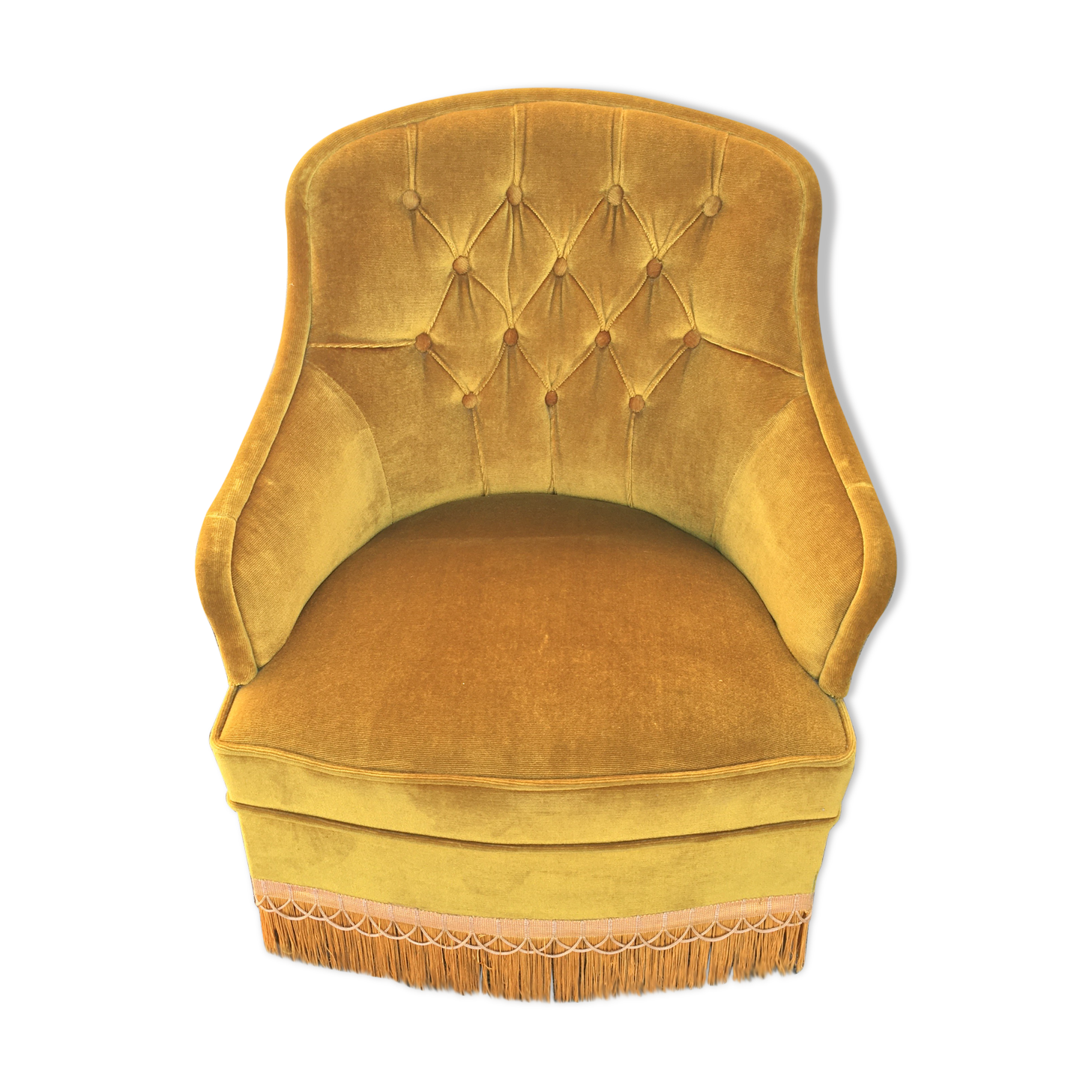 Vintage toad chair velvet gold
