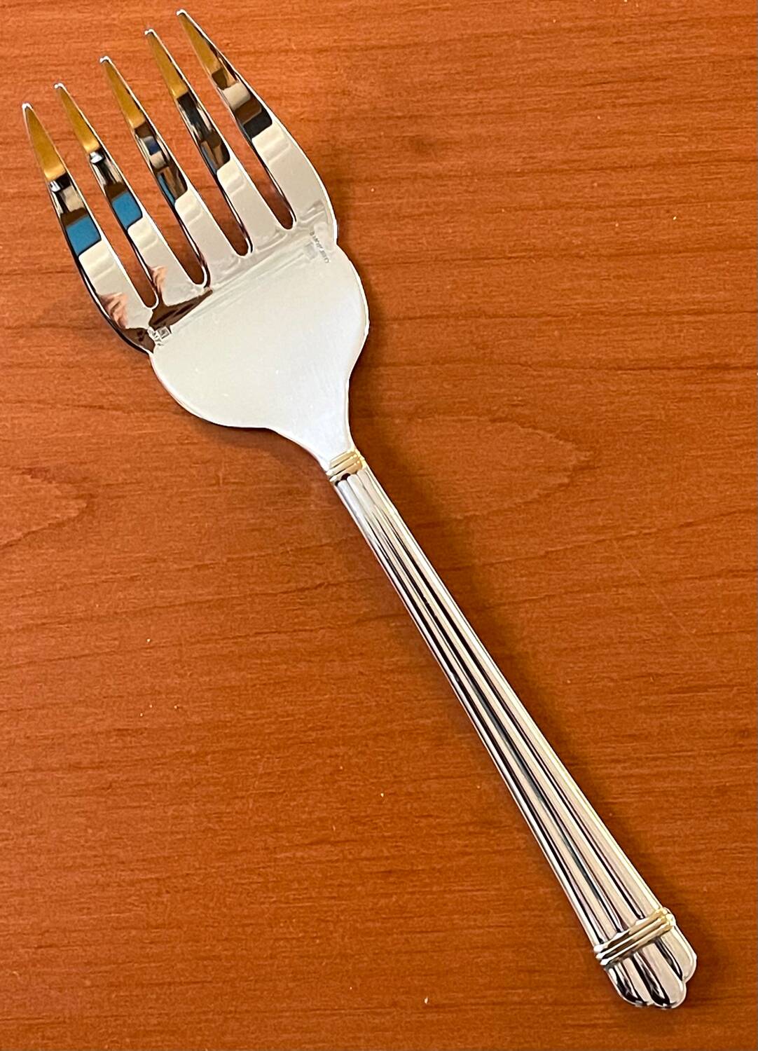 Christofle Aria gold ring serving fork