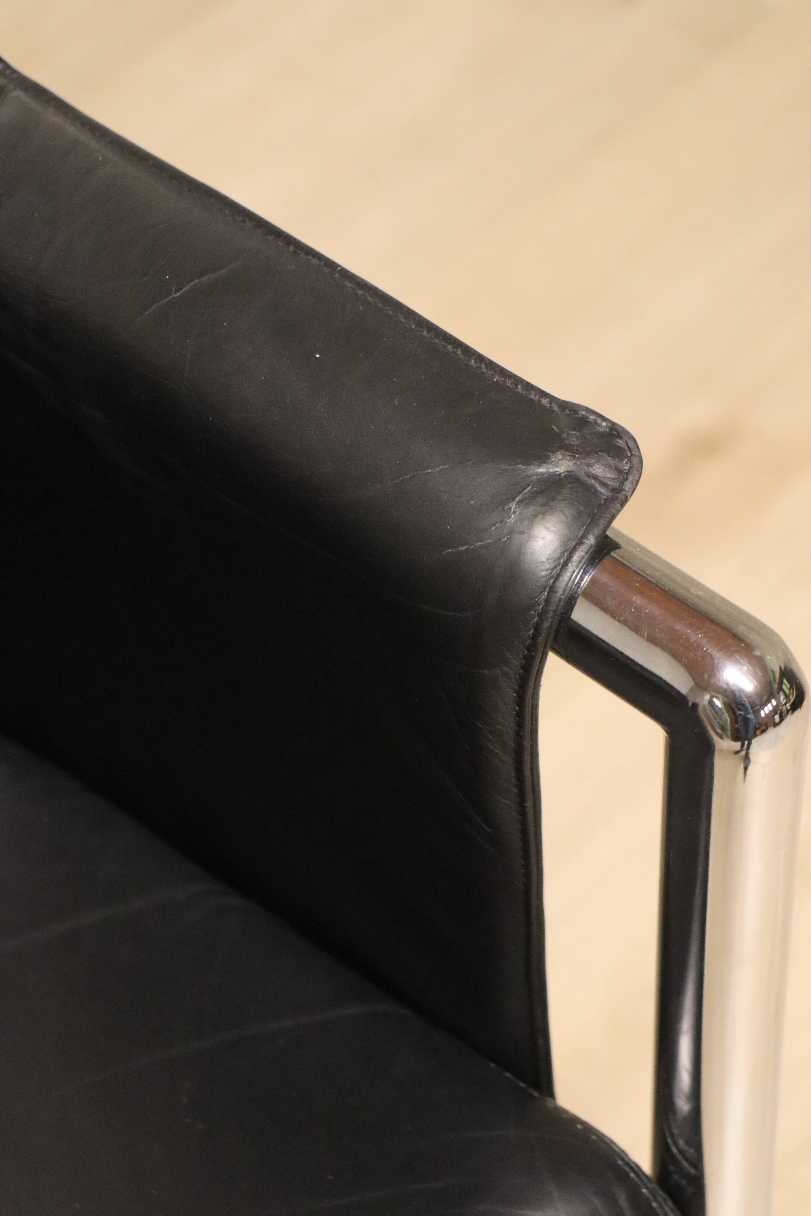 Vintage sofa in synthetic leather and chrome metal, 1970s