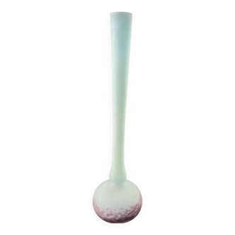 Vase soliflore à long col en pâte de verre début XXe type Muller