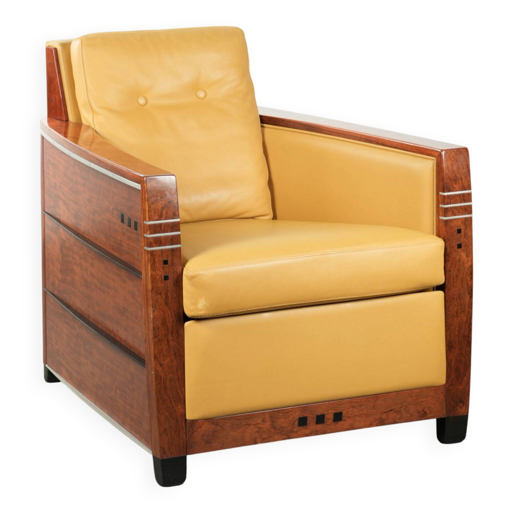 Fauteuil Art Déco jaune de luxe et bien entretenu