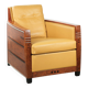 Fauteuil Art Déco jaune de luxe et bien entretenu