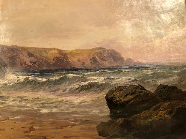 George Henry Jenkins (1843-1914). The shore, very large oil on canvas framed.