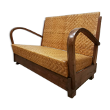 Art deco rattan woven British colonial sofa