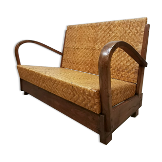 Art deco rattan woven British colonial sofa