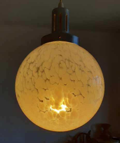 Glass globe pendant lamp by Clichy blue art deco