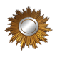 Miroir soleil en résine dorée