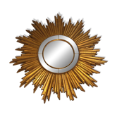 Miroir soleil en résine dorée