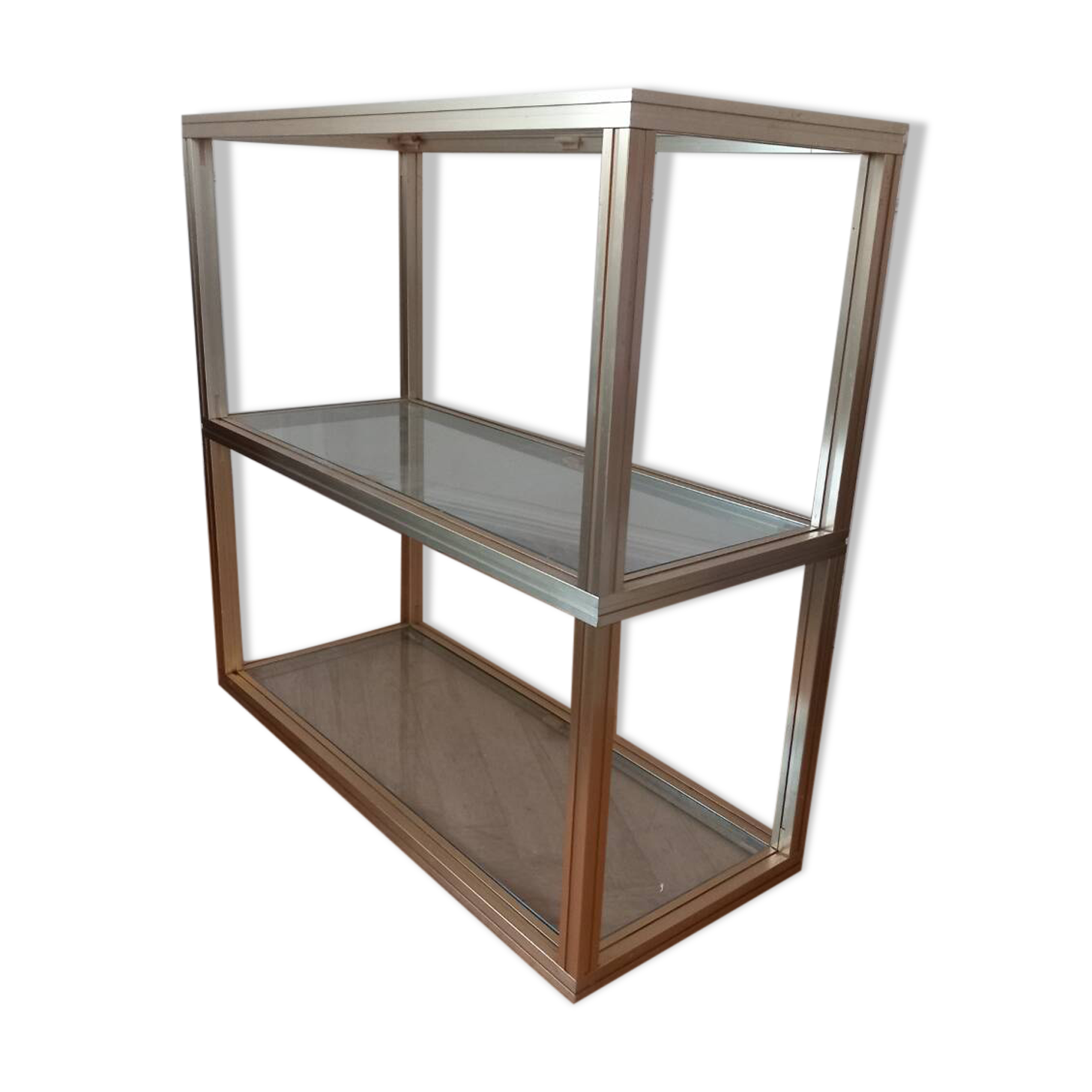 Glass and brass shelf by Pierre Vandel, circa 1970.