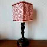 Art Deco wooden lamp and couture lampshade