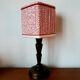 Lampe en bois art déco et abat-jour couture