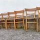 Set of 8 old light wood bistro chairs years 1957 stamps