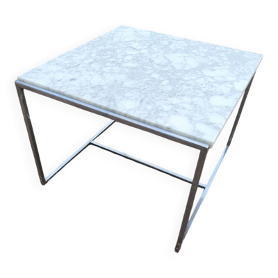 Table basse marbre blanc et chromé 1970
