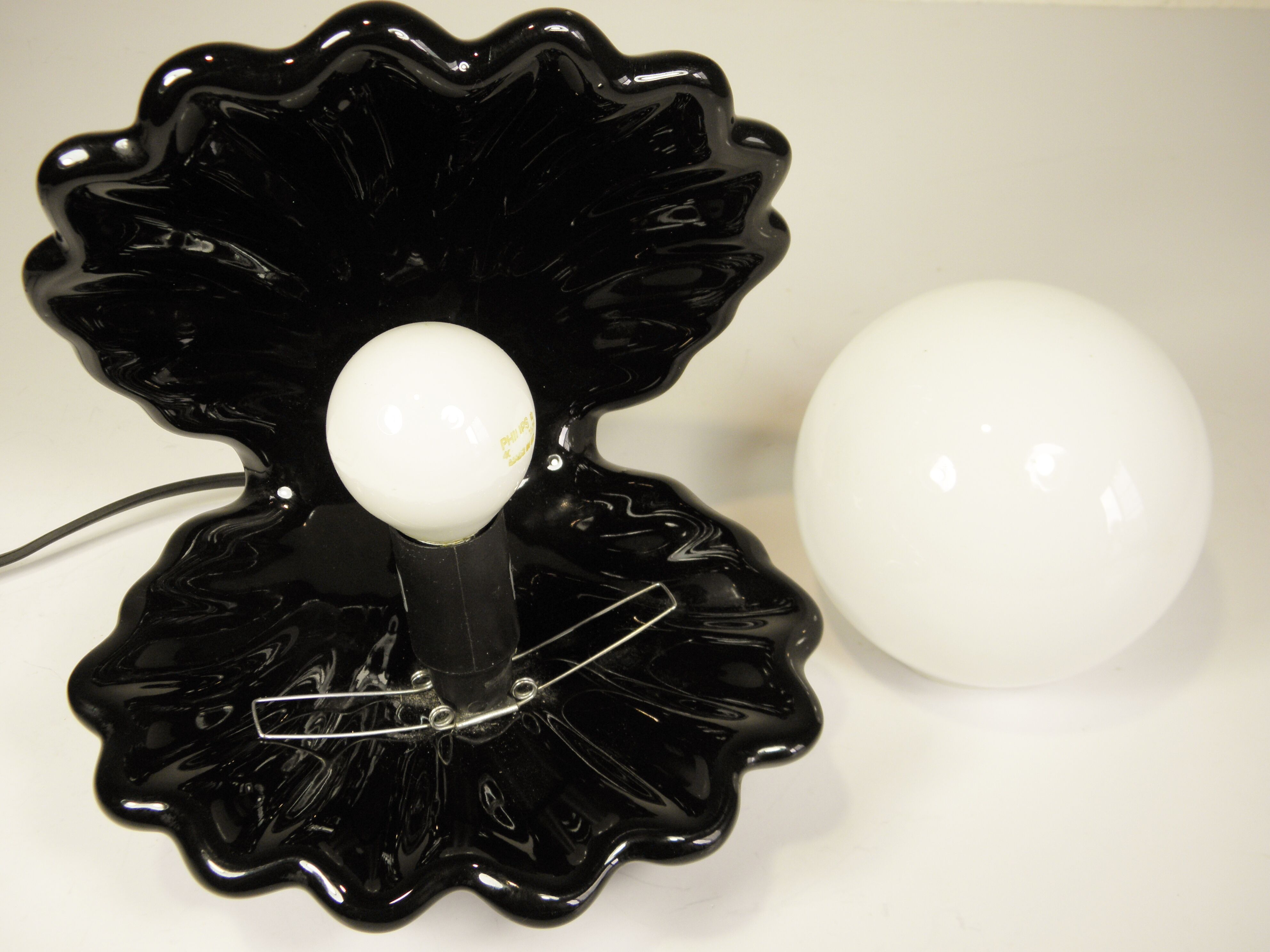 Lampe Coquille céramique et opaline