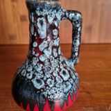 Petit vase vintage flammé rouge et gris