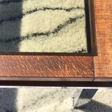 Vintage rectangular coffee table 1970 chrome, wood & smoked glass