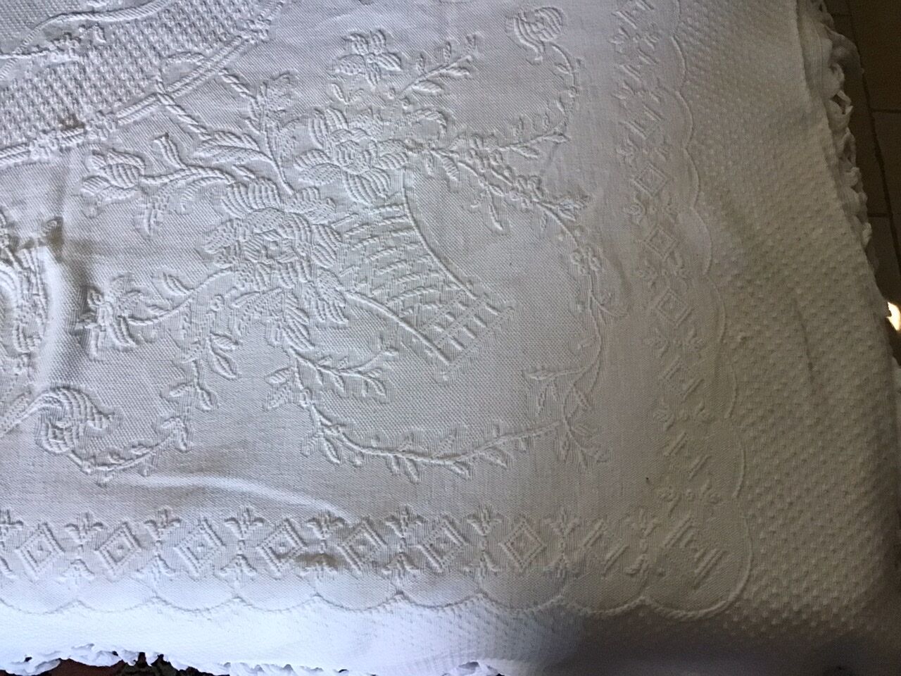 19th bed top in cotton piqué marked MC