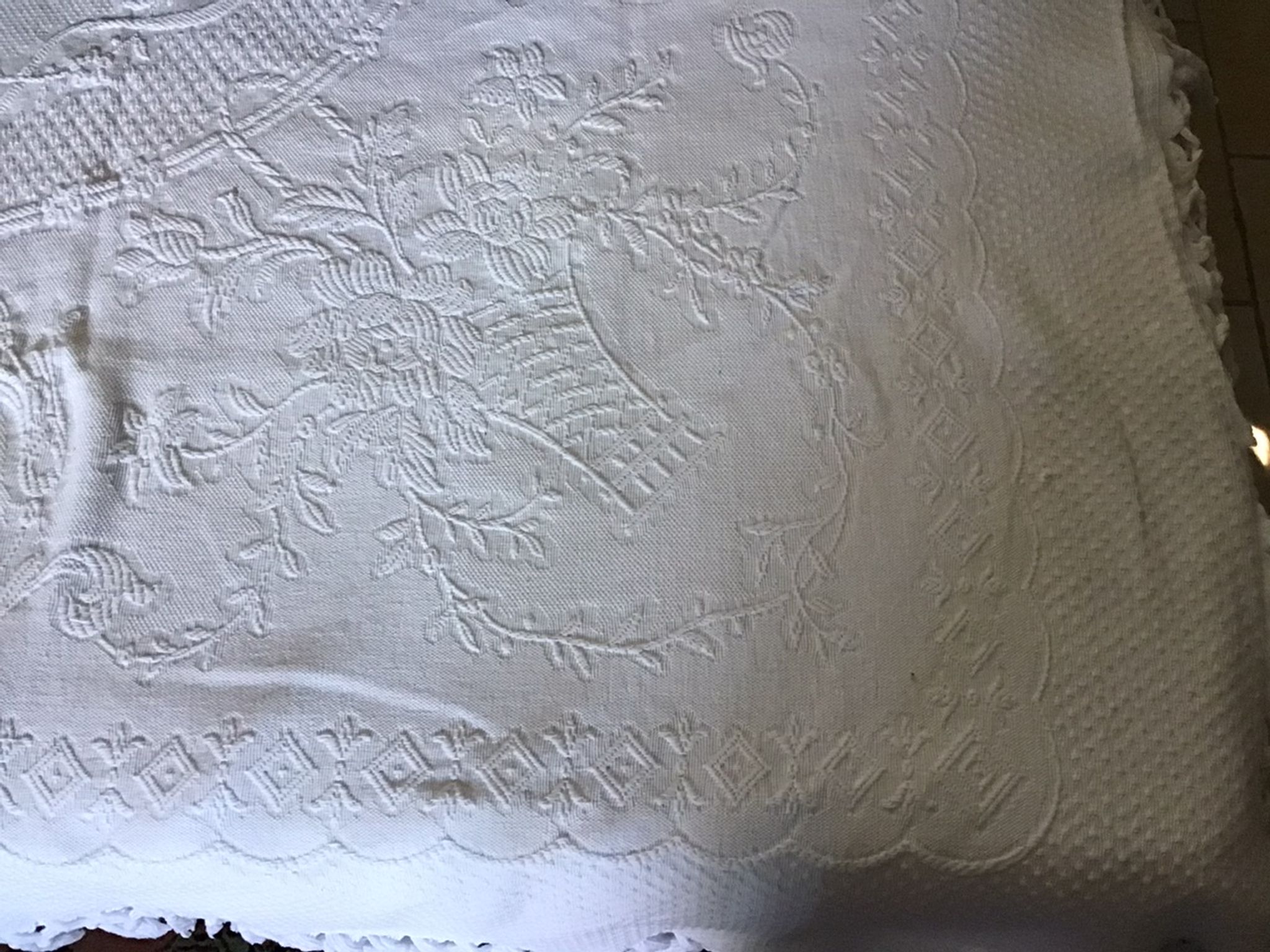 19th bed top in cotton piqué marked MC