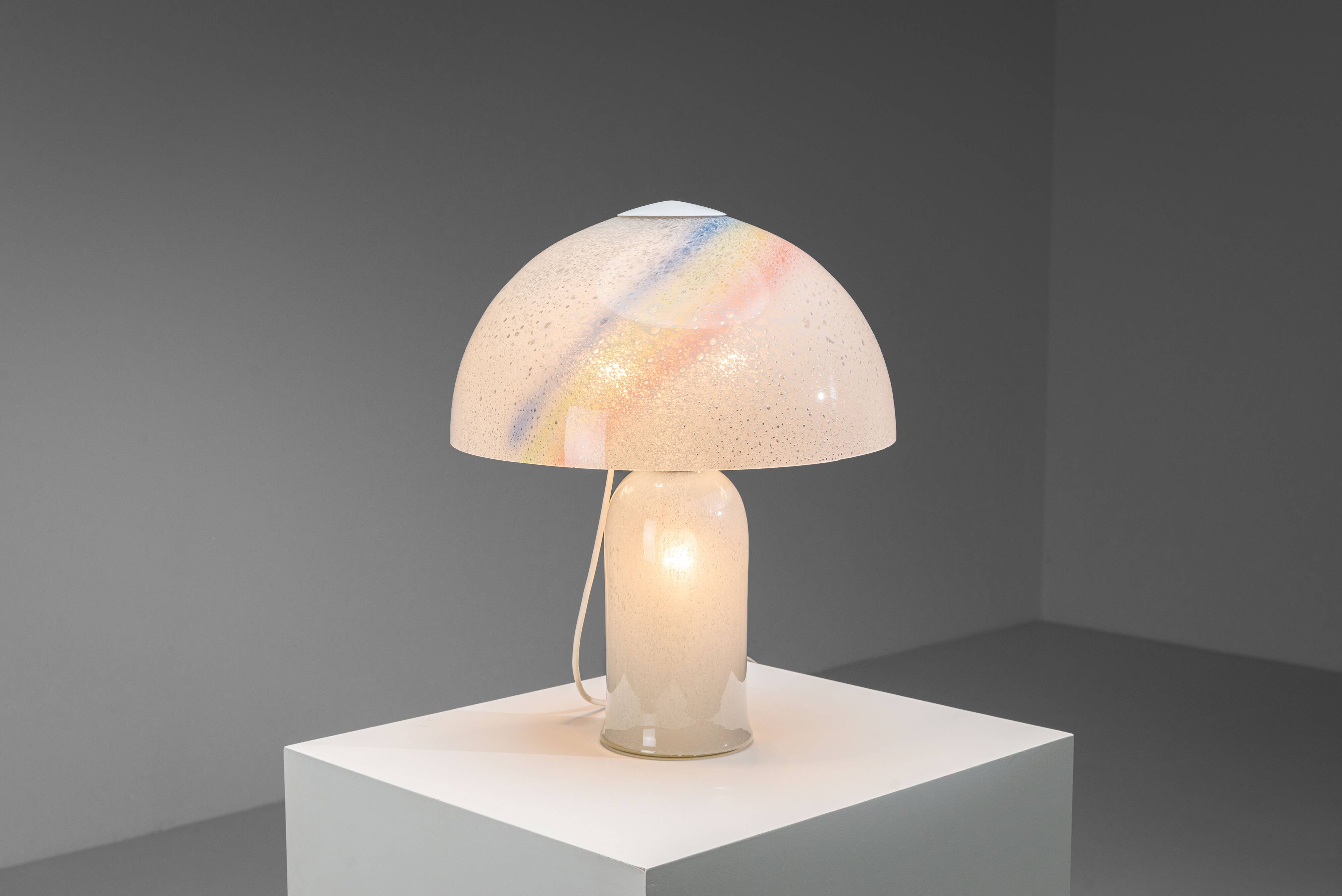 Doria table lamp in bubble glass with rainbow coloured details