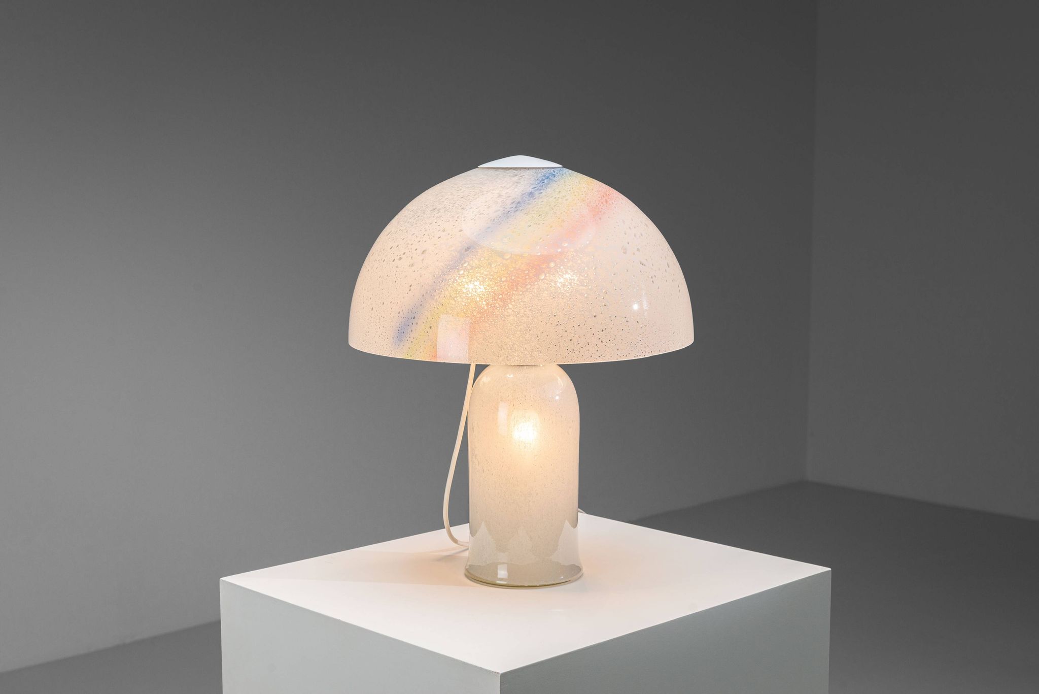 Doria table lamp in bubble glass with rainbow coloured details