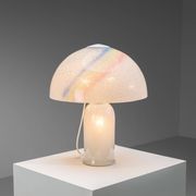 Doria table lamp in bubble glass with rainbow coloured details