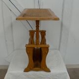 Magazine rack in wood and canework, vintage.