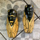 Set of 2 cicadas yellow ceramic vintage