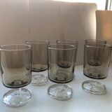 Set of 6 smoked glasses, style 70s