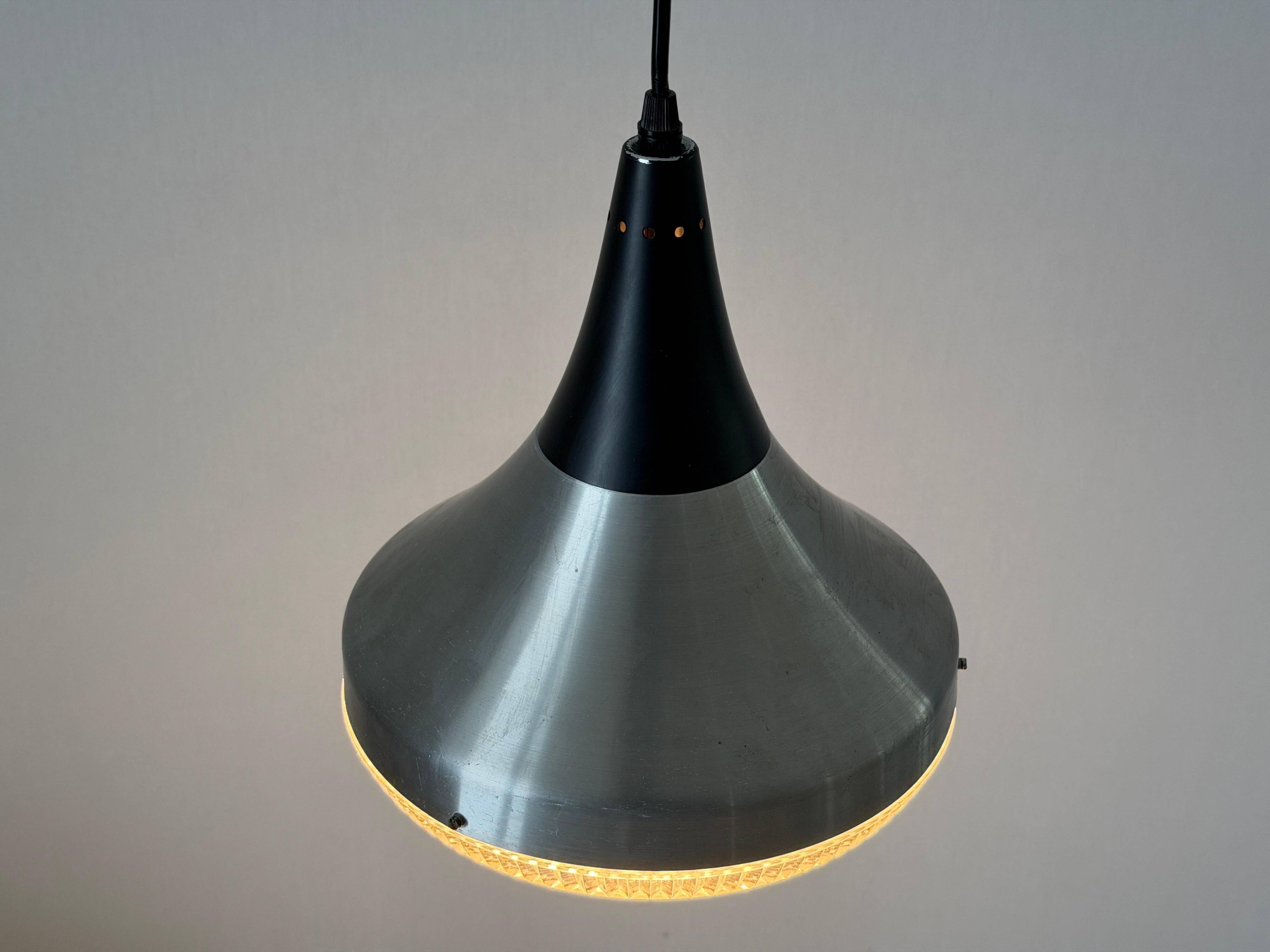 Crystal glass ceiling light with a metal frame, 1960s, Germany