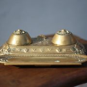 Encrier bronze Carpe diem, encrier rocaille, déco bureau, collection, inkwell