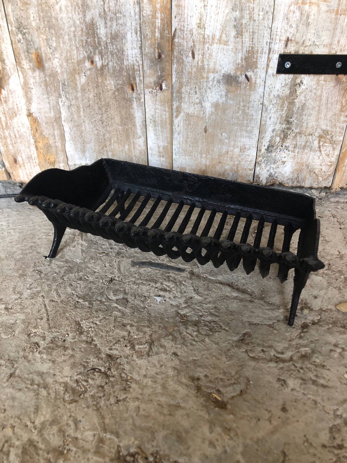 Old Vintage Black Cast Iron Fireplace