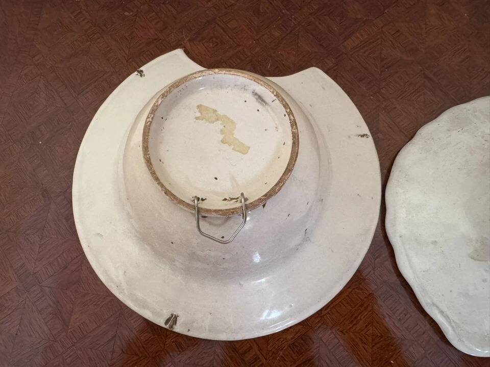 Two earthenware beard dishes – Moustiers and East of France