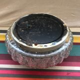 Plafonnier rond en verre moulé avec socle métal vintage
