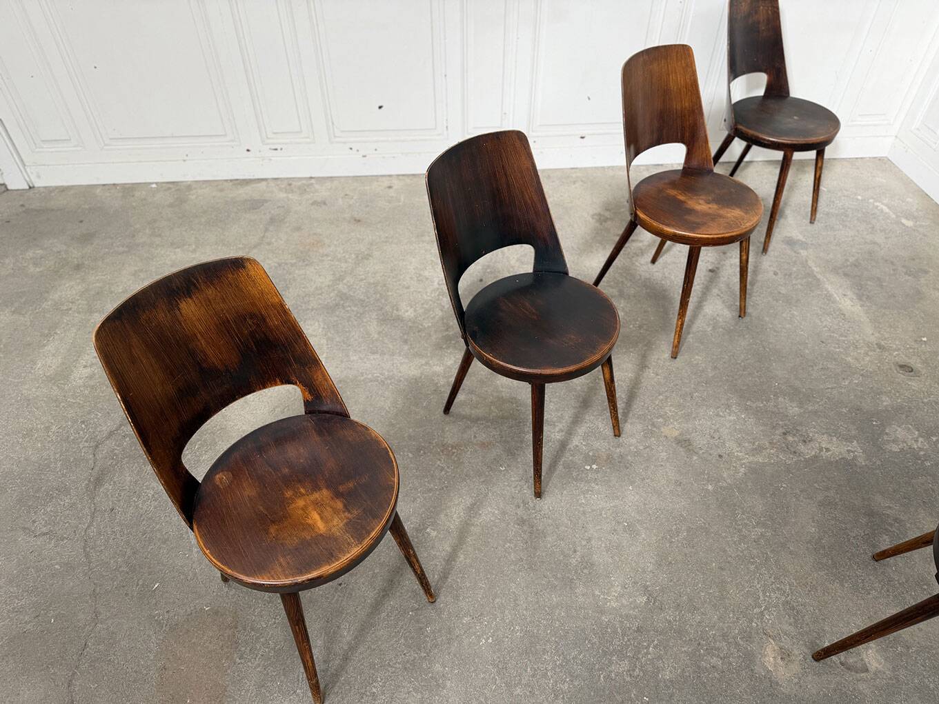 6 chocolate brown Baumann Mondor chairs
