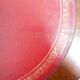 Vintage English pedestal table in wood and leather
