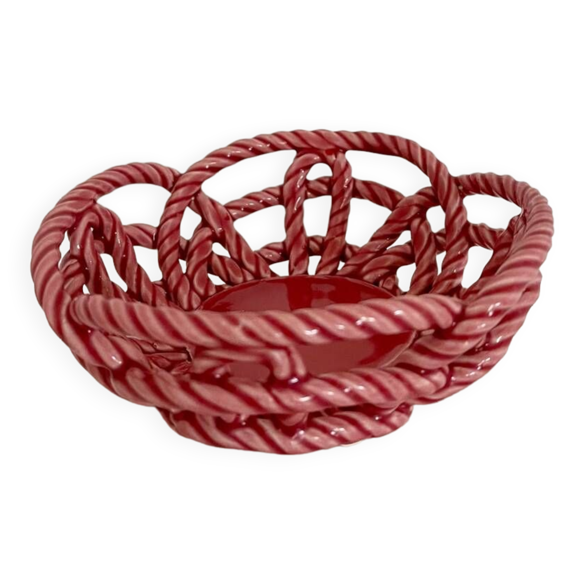 Pink woven ceramic bowl