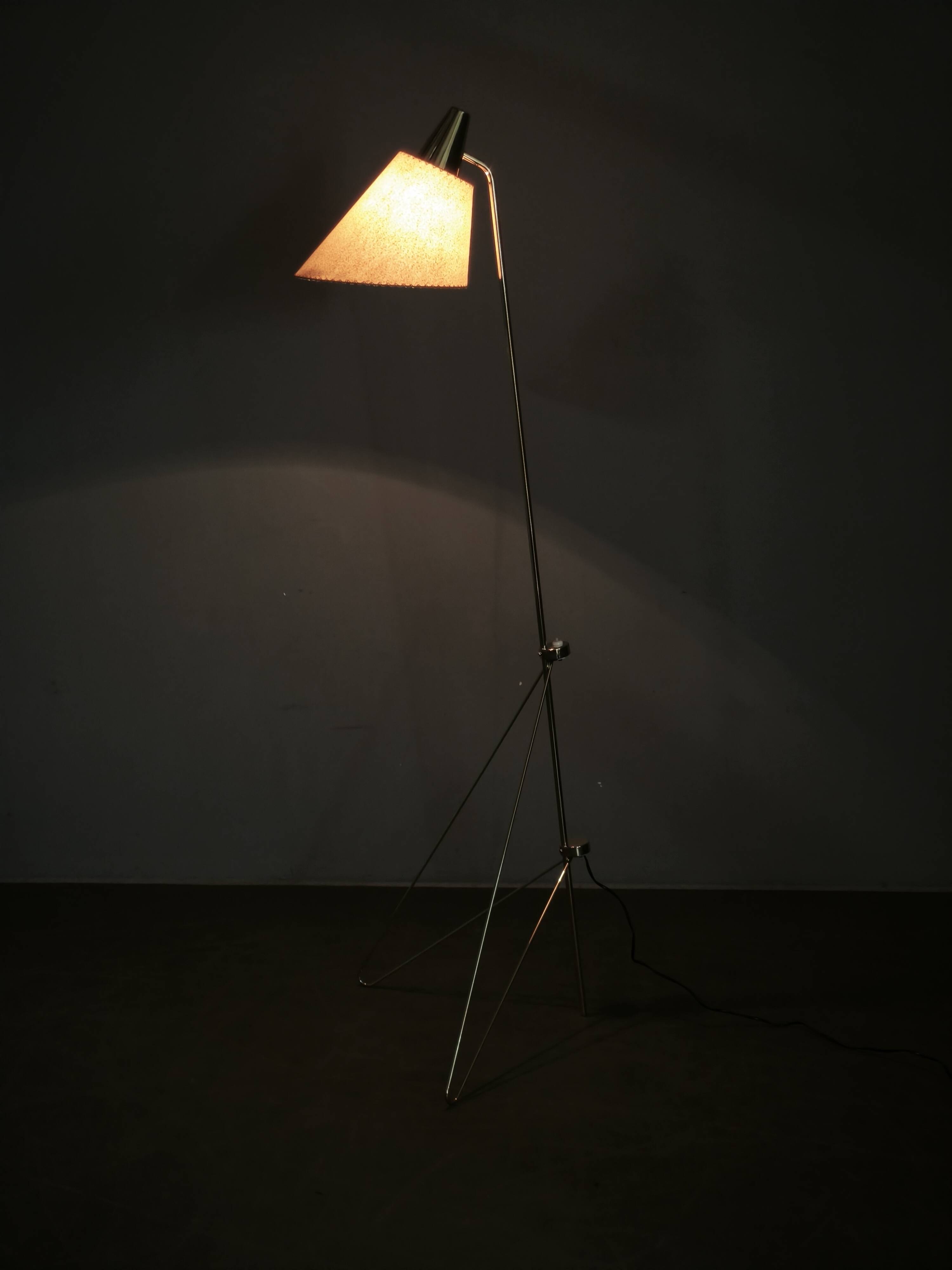 Josef Hurka Giraffe Brass Floor Lamp for Napako, Czechoslovakia, 1960s