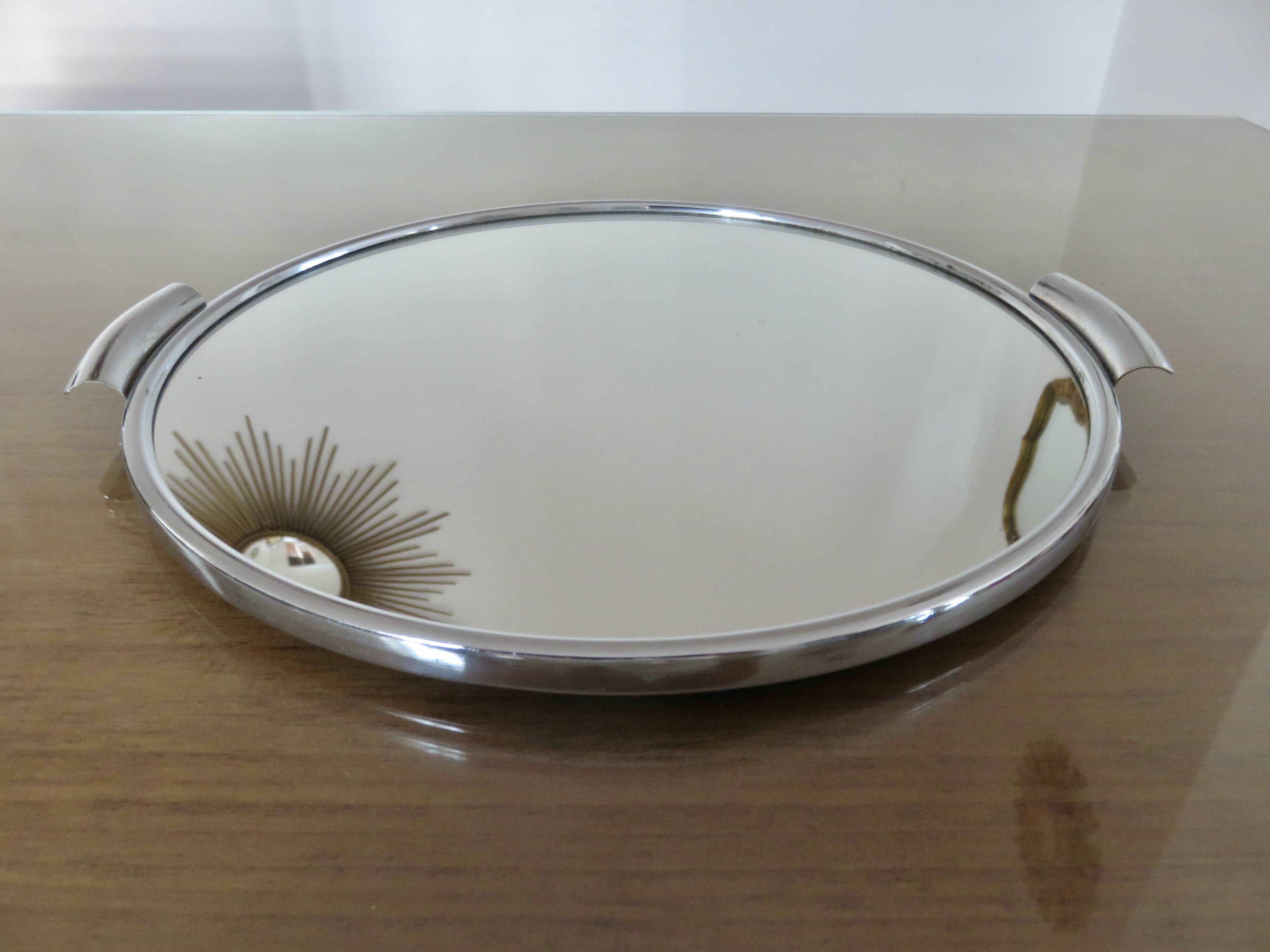 Chrome-plated brass mirror tray, 1950s