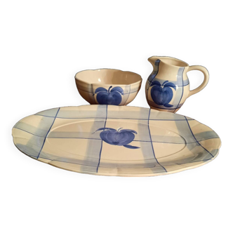 Vintage white and blue ceramic dinnerware set