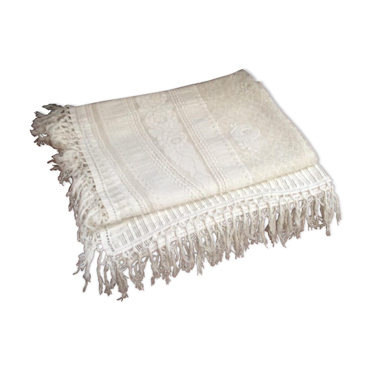 Old white lace tablecloth