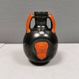 Vase in metallic glaze with orange details, Upsala Ekeby Sweden