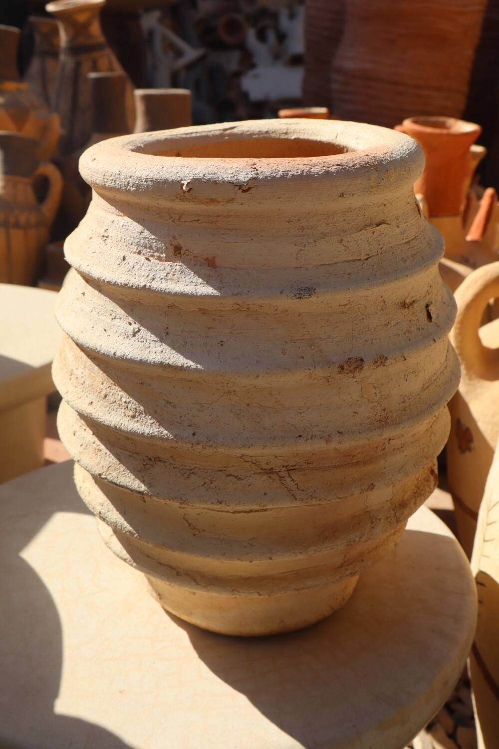 Tamegroute raw striated wabi-sabi vase