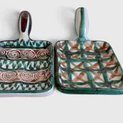 Pair of Robert Picault Ceramic Handled Trays, Vallauris, France, circa 1950